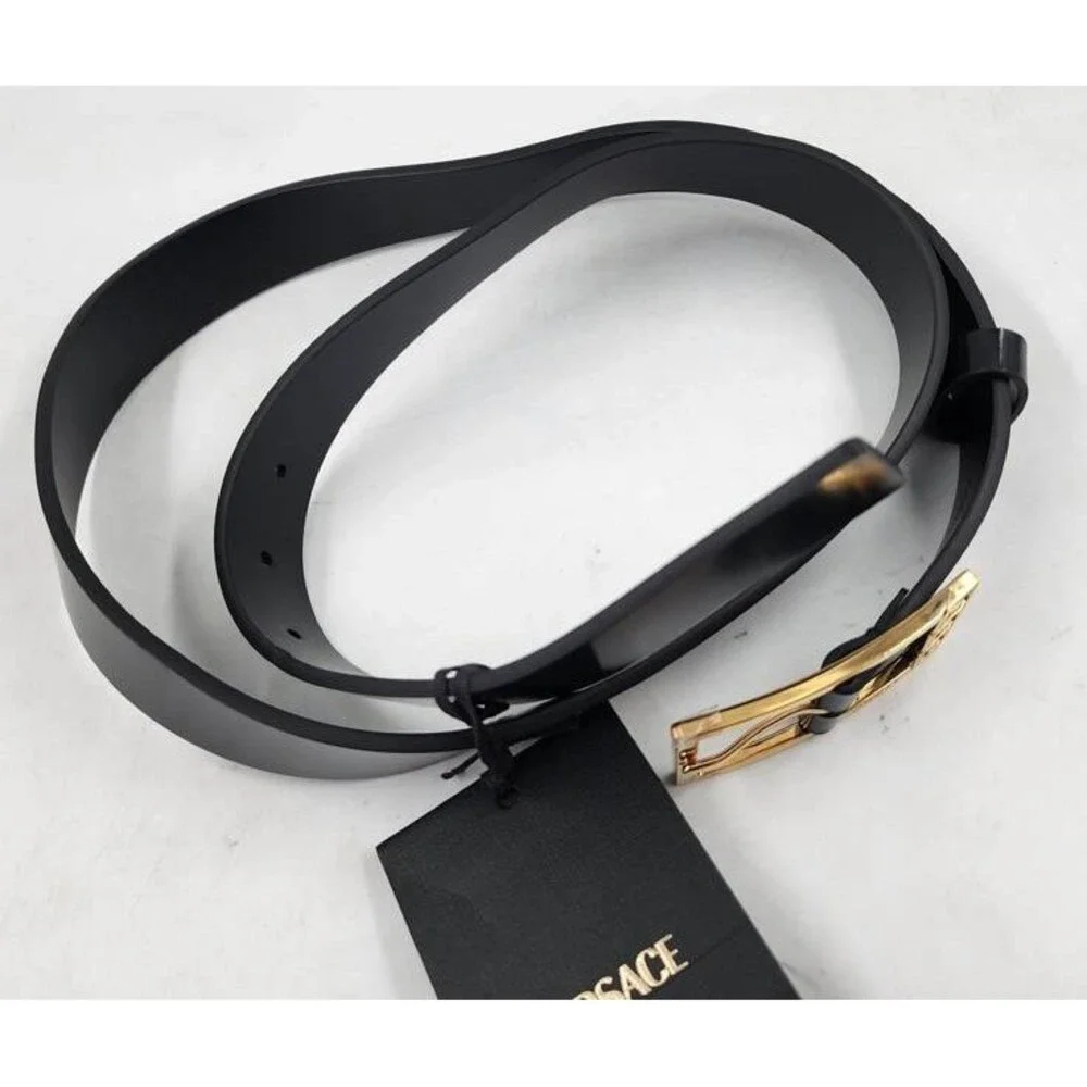 Versace Greca Belt Men's 105/42 Black Buckle Closure